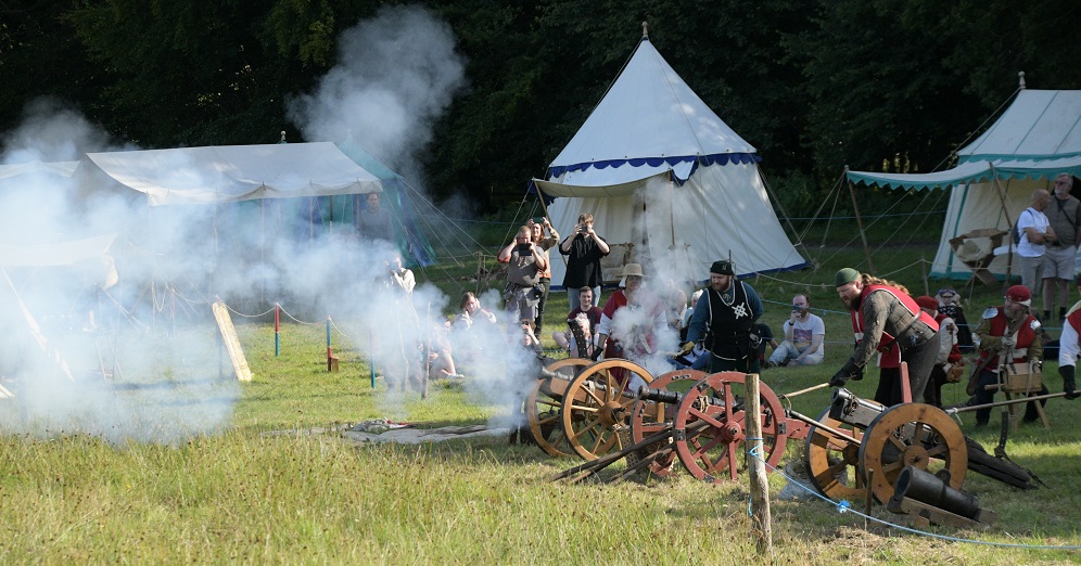Cannon demonstration in the living history area